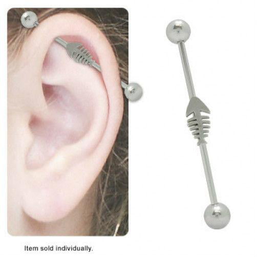 14G 38mm 5mm Gem Eye Skull Industrial Barbell Ear Ring Body Piercing Jewellery